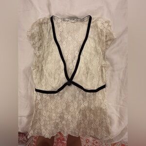 Lace shirt with Black Trim